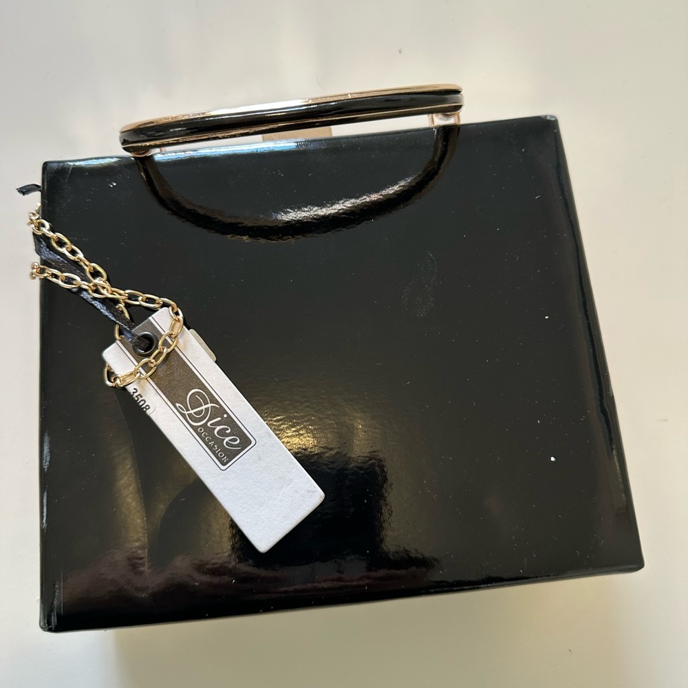 Dice Black Patent Leather Handbag